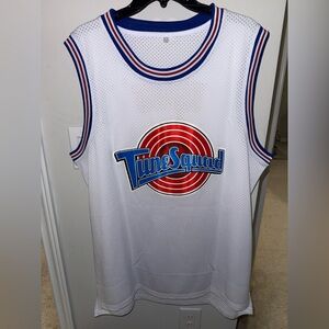Tune Squad Basketball Jersey - White with Red & Blue Logo